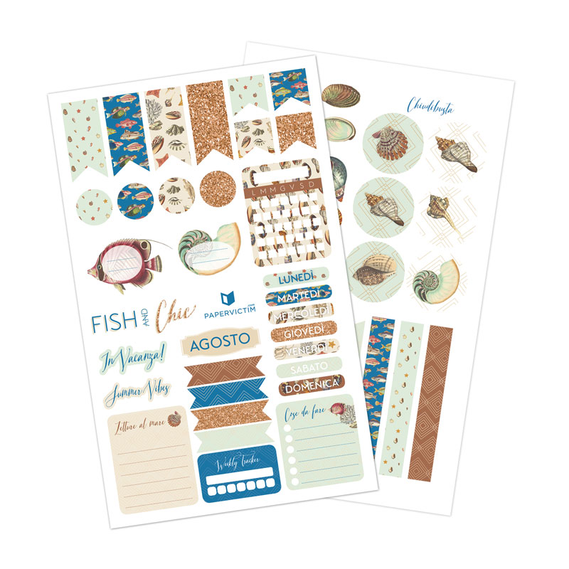 Stickers Bullet Journal e Chiudibusta - Fish and Chic - PaperVictim