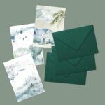Gustav Neuser Set 75 Biglietti Quadrati 15x15 Cm Con Buste – Colore Verde Scuro, Carta 240g/m², Serie FarbenFroh